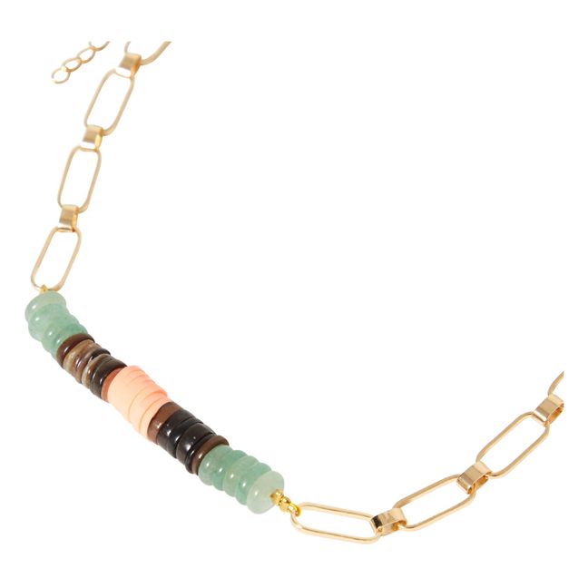 Double Tour Gold Plated Bracelet | Green