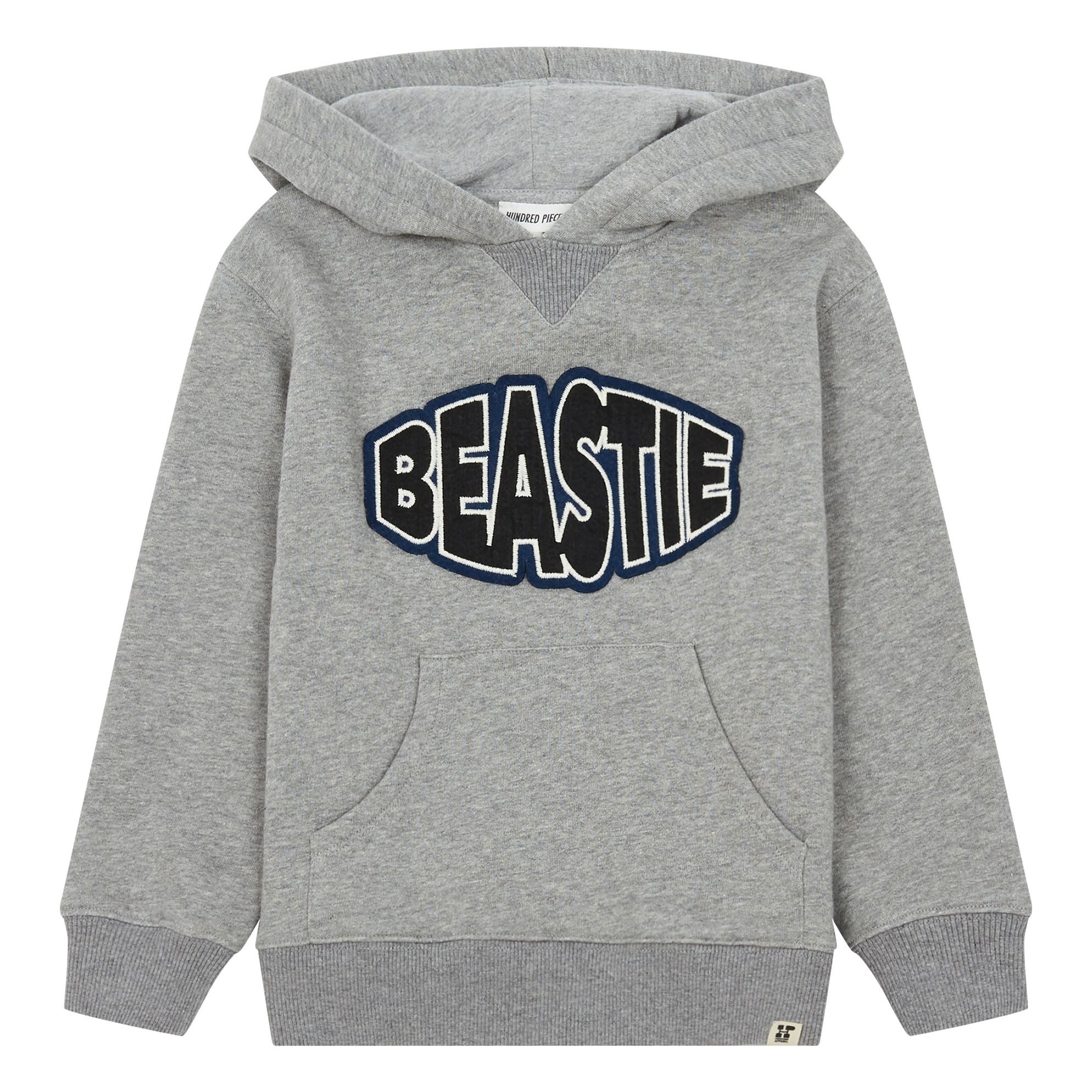 Hundred Pieces - Hoodie Coton Bio Brodé - Garçon - Gris chiné