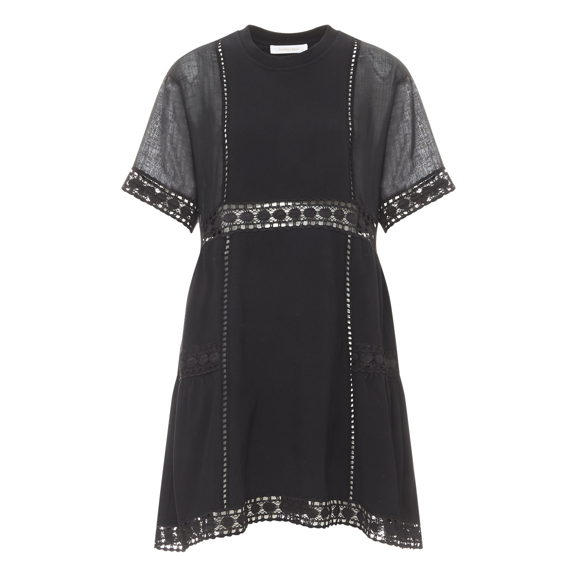 See by Chlo Dress with Lace Panel Black Smallable