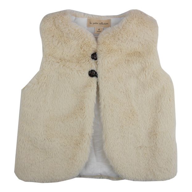 Gilet Facon Fourrure Ecru La Petite Collection Mode Bebe