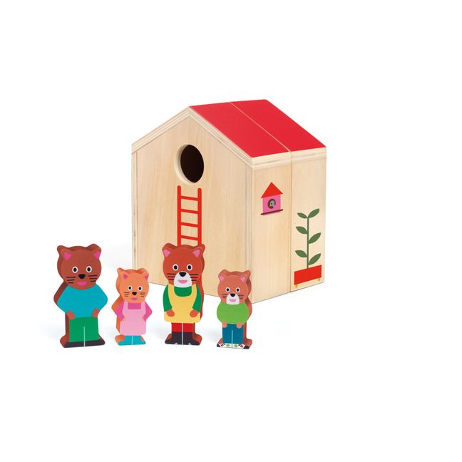 Maisonnette et sa famille chat en bois