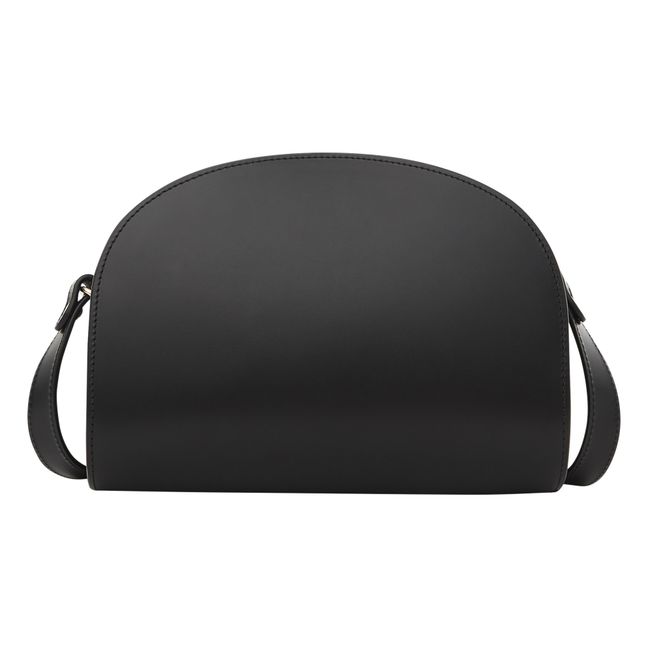Bolso Media Luna Cuero Liso | Negro