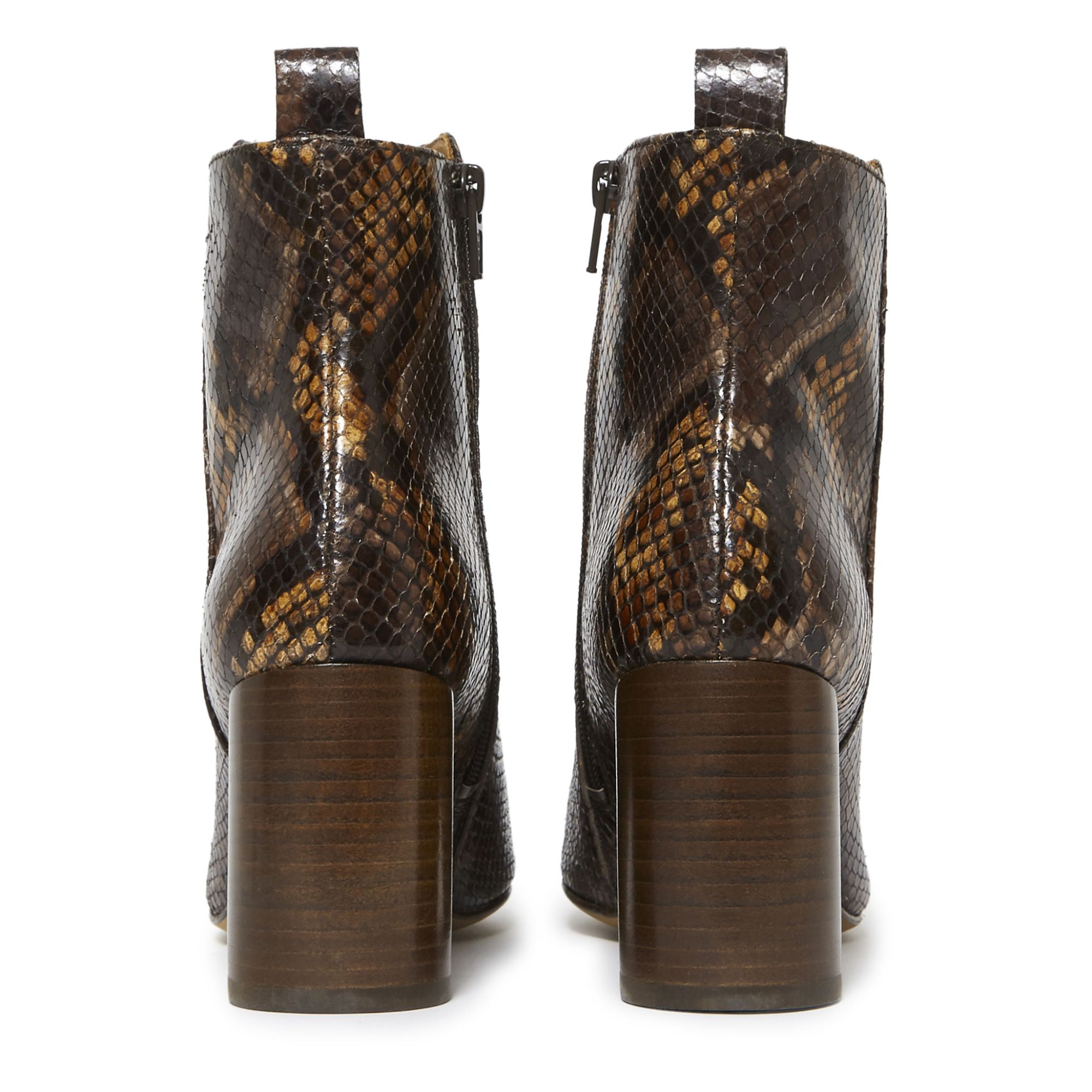 brown leather snakeskin boots