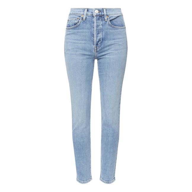Jeans Slim High Rise Ankle Crop | Chilled Indigo
