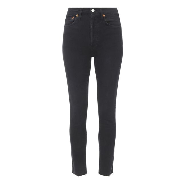 Jeans Slim High Rise Ankle Crop | Faded Black