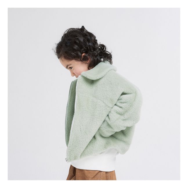 Faux Fur Jacket | Almond green