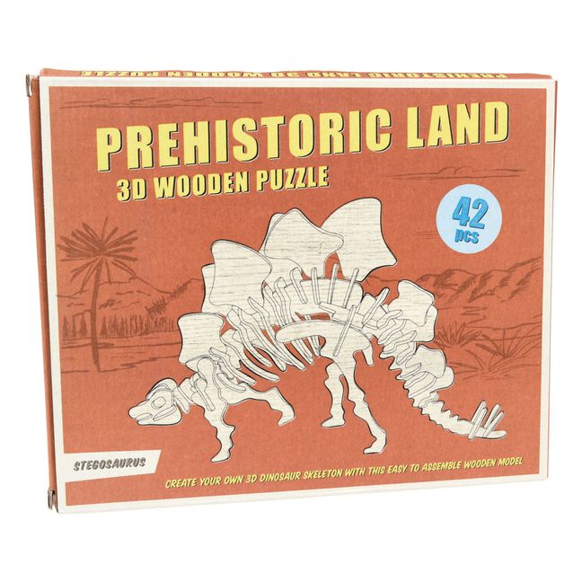 Puzzle 3D Stegosaurus aus Holz Natur