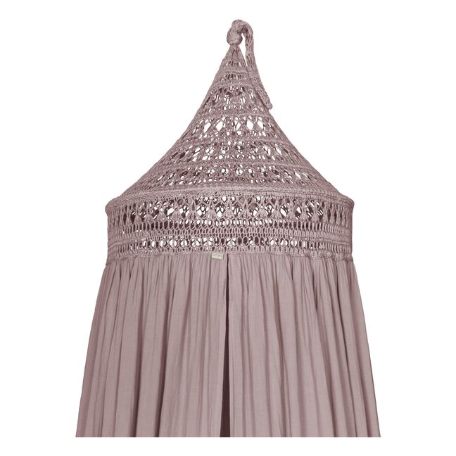 Dosel de cama Tara de Algodón Orgánico y crochet | Dusty Pink S007