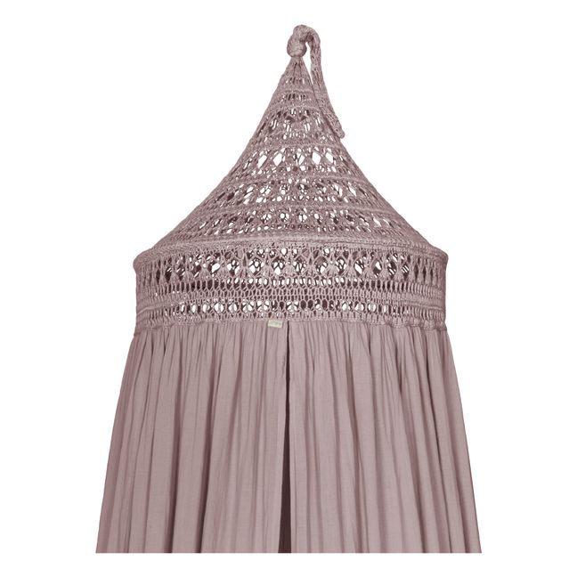 Tara Organic Cotton Crochet Bed Canopy Dusty Pink S007