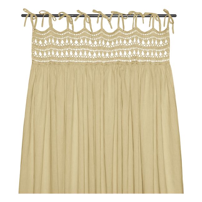 Tara Organic Cotton Crochet Curtain - 90x290cm Mellow Yellow S048