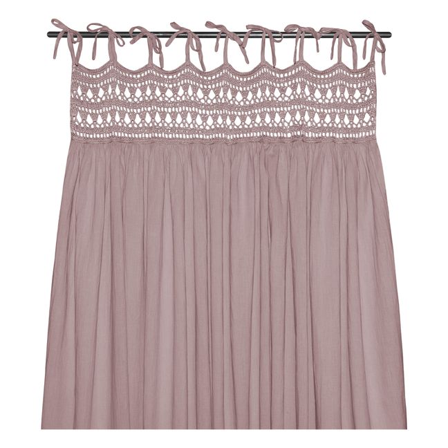 Tara Organic Cotton Crochet Curtain - 90x290cm Dusty Pink S007