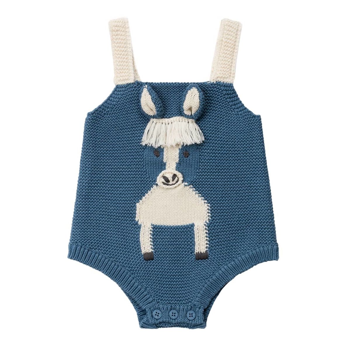 Romper, Organic Cotton & Merino Wool Blue Stella McCartney Kids Fashion