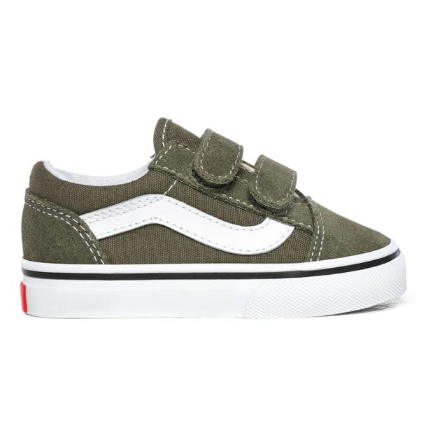 Olive green store velcro vans