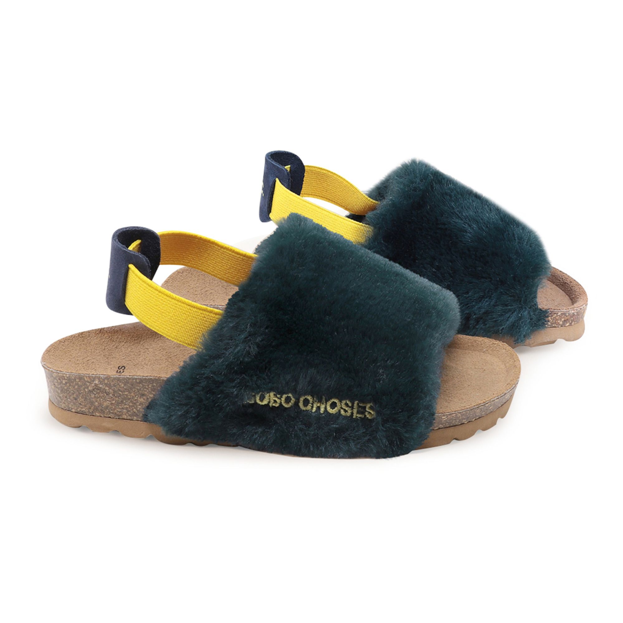 Blue fur sandals hot sale