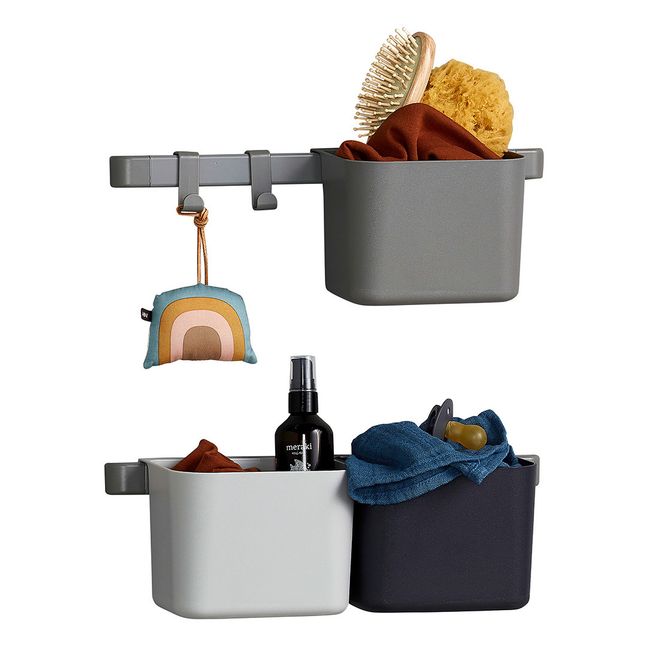 Storage Shelves - Set of of 3 + 2 Wall Mounts | Grey
