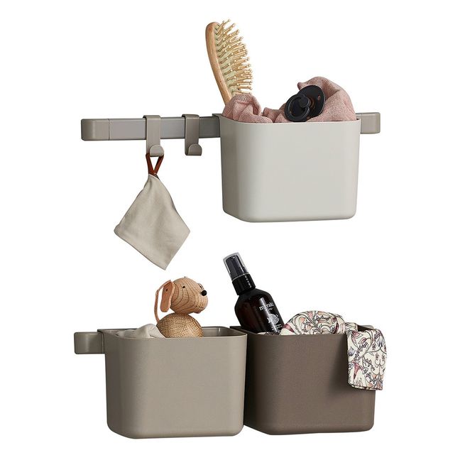 Organizadores - Set de 3 y 2 soportes de pared | Beige