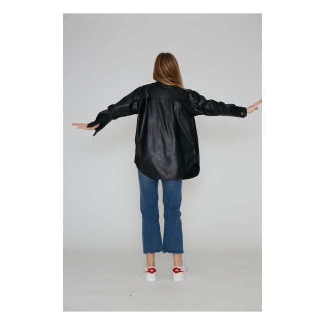Overshirt Recycelt Kunstleder Marie | Schwarz