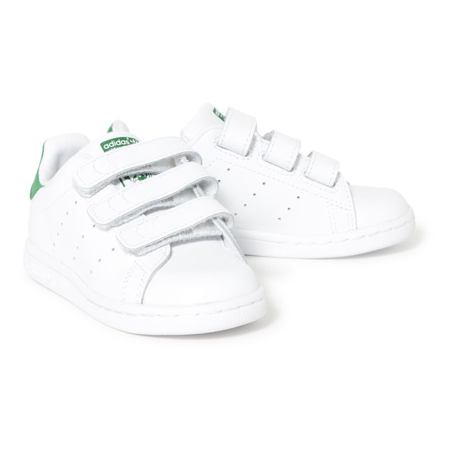 Two Strap Velcro Stan Smith Trainers Green Adidas Shoes Teen