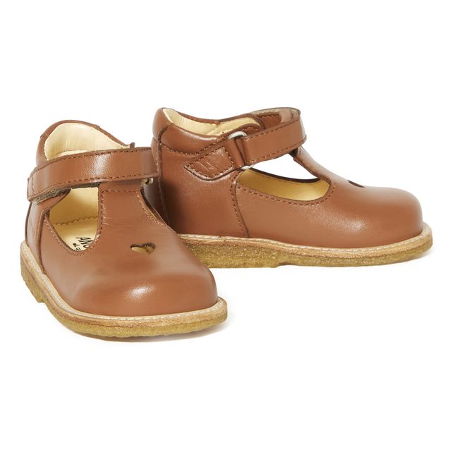Leather Mary Janes Camel Pèpè Shoes Baby , Children