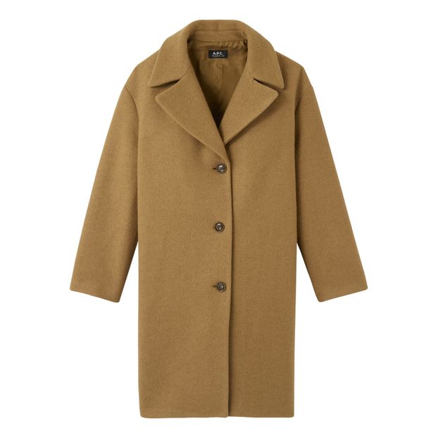 overcoat in camel