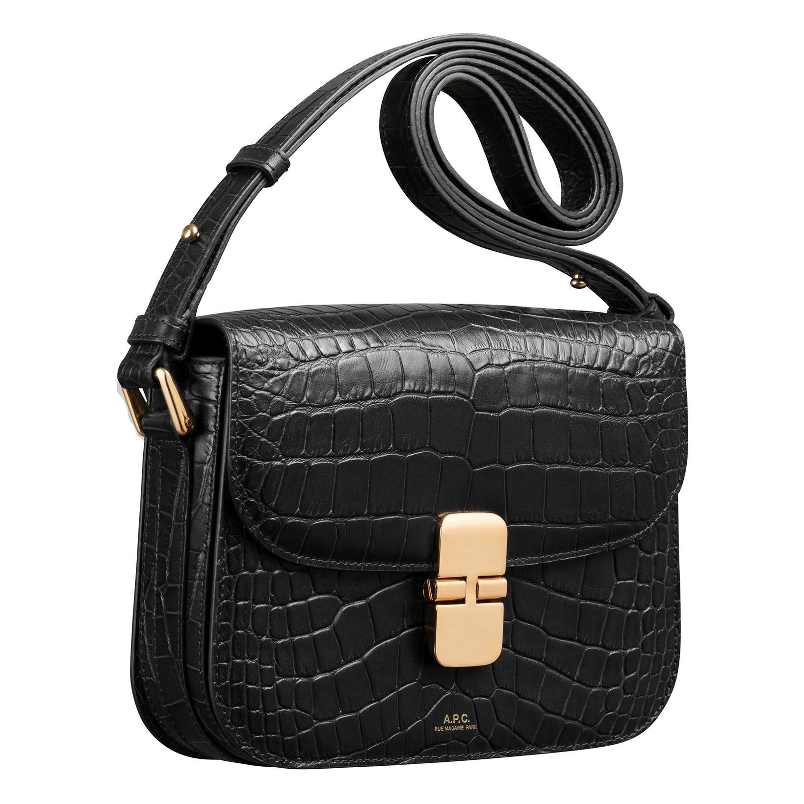 Grace Croc-print Leather Bag Black A.P.C. Fashion Adult