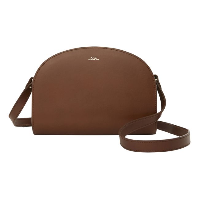 Borsa mezza luna in pelle liscia  | Nocciola