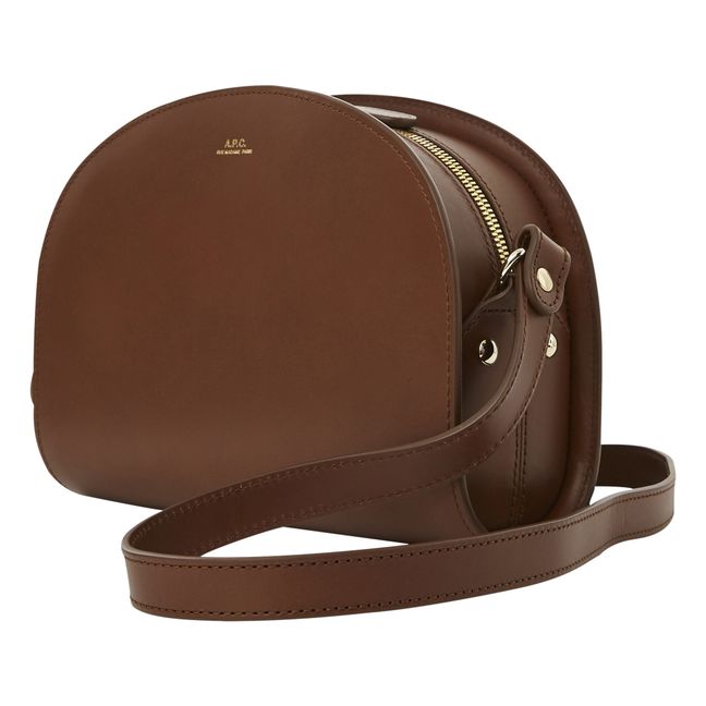 Sac Demi Lune Cuir Lisse | Noisette