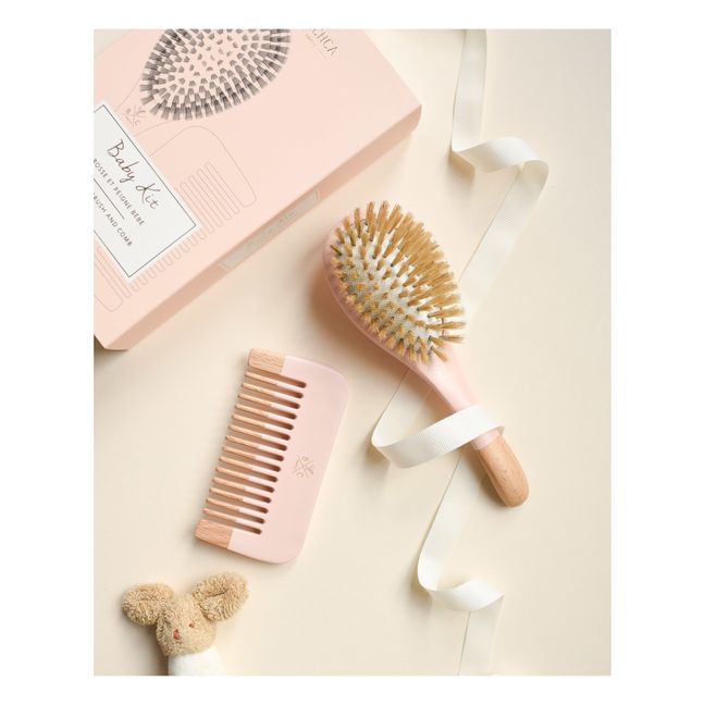 Caja cepillos para el pelo bebé | Rosa