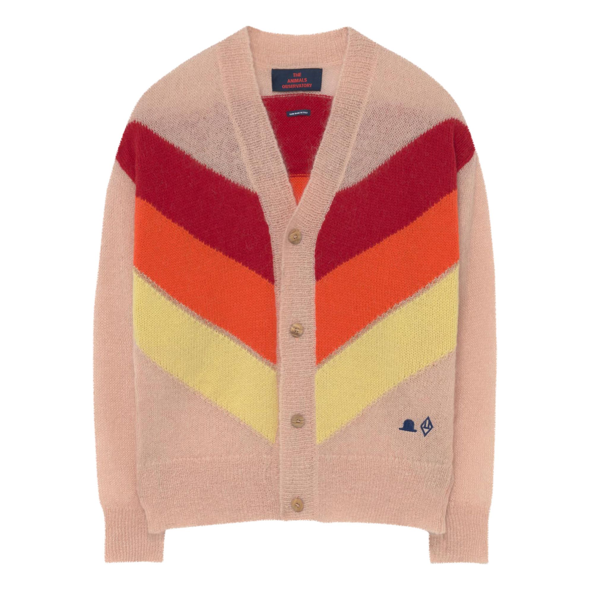 The Animals Observatory - Cardigan Rayures Racoon Mohair et Alpaga - Fille - Rose