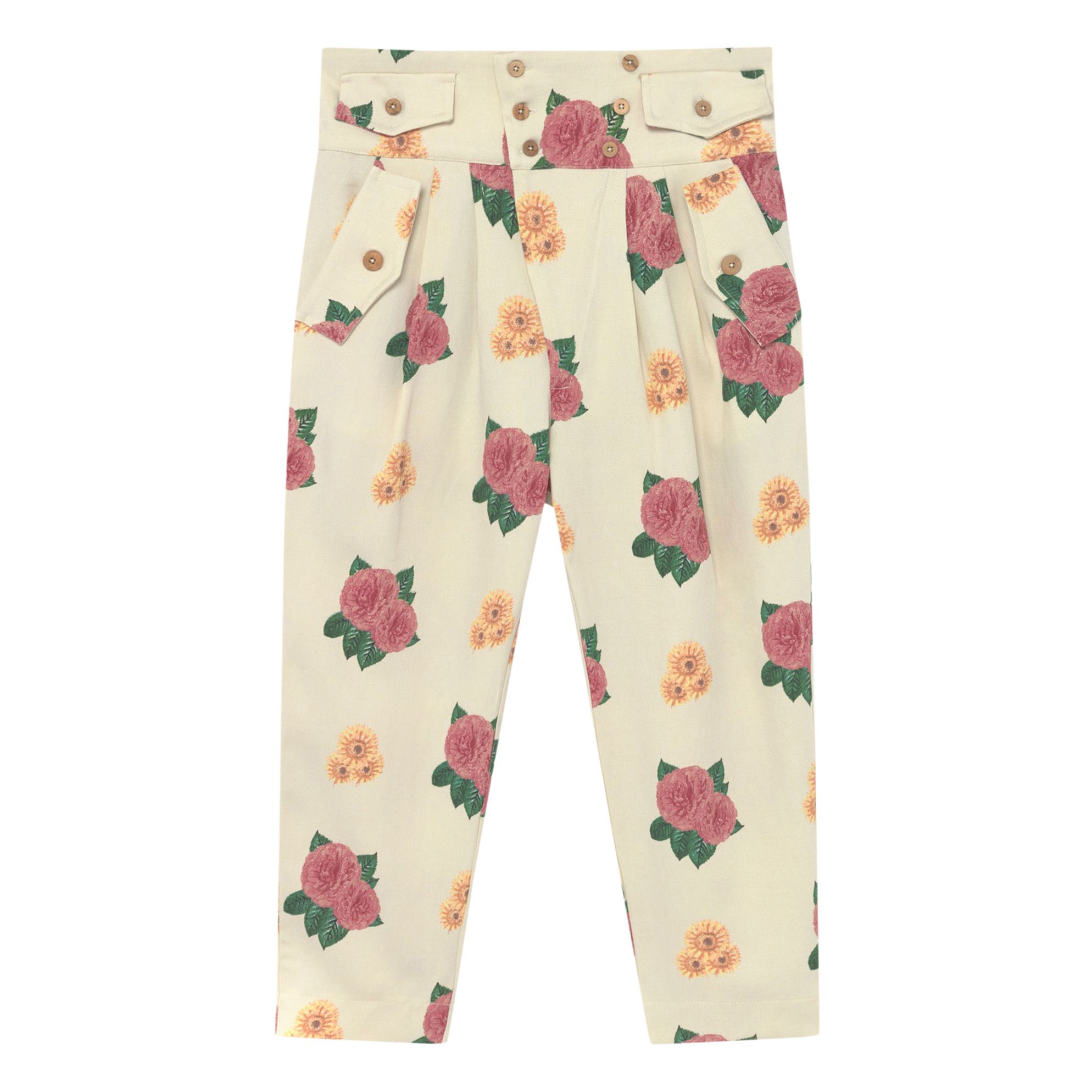 Pantaloni Camel in lino vita alta Ecru The Animals Observatory Moda Bambino