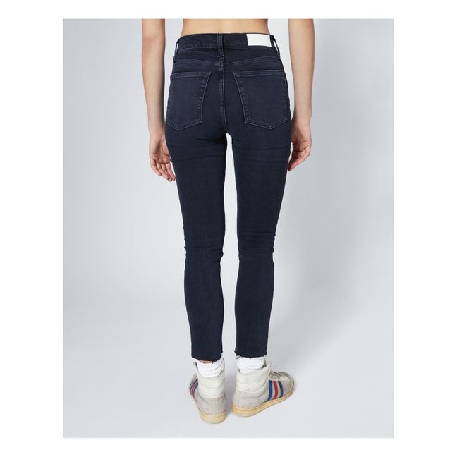 High Rise Ankle Crop Slim Leg Jeans | Faded Black
