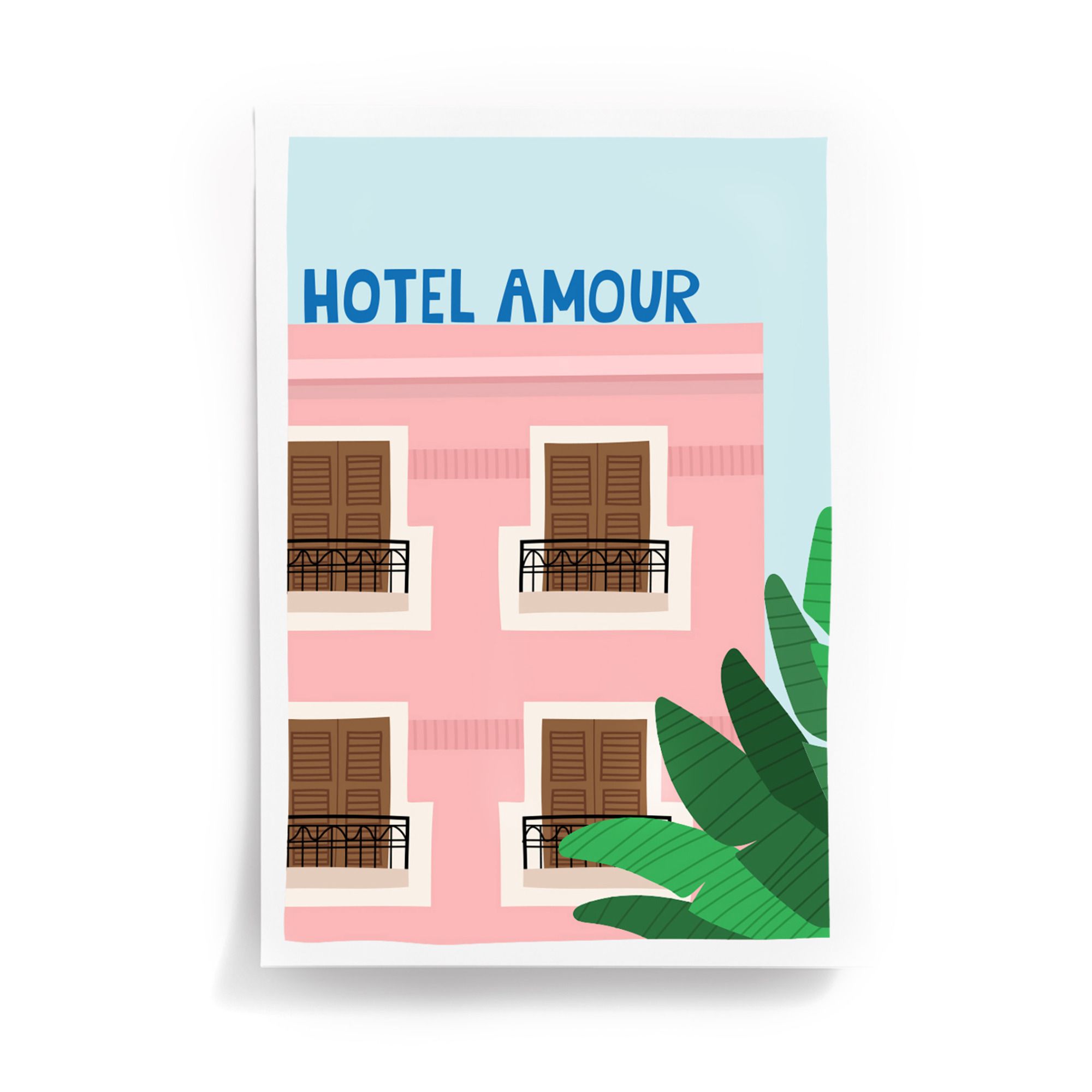 Taxi Brousse - Affiche Hôtel Amour A4 - Rose