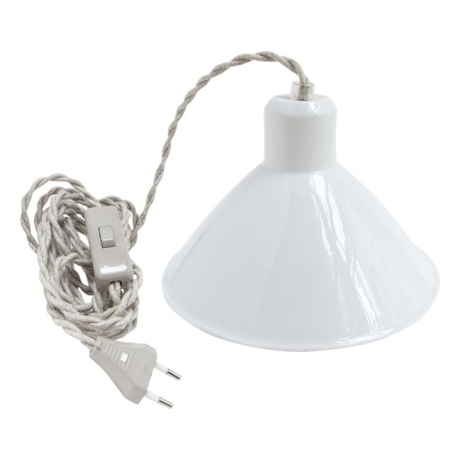 Lampada portatile smaltata Charlie in porcellana | Bianco