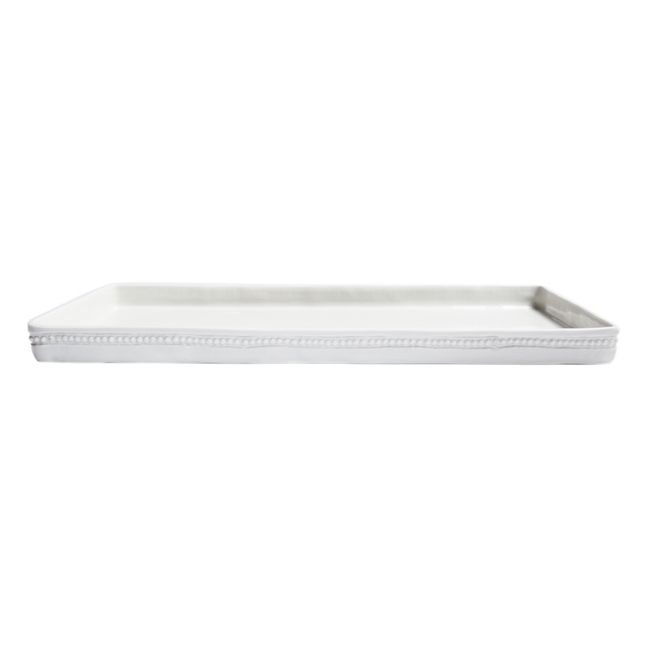Plato rectangular Louis XVI de pocelana | Blanco