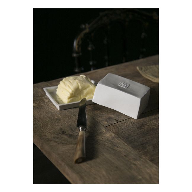 Star Porcelain Butter Dish | White