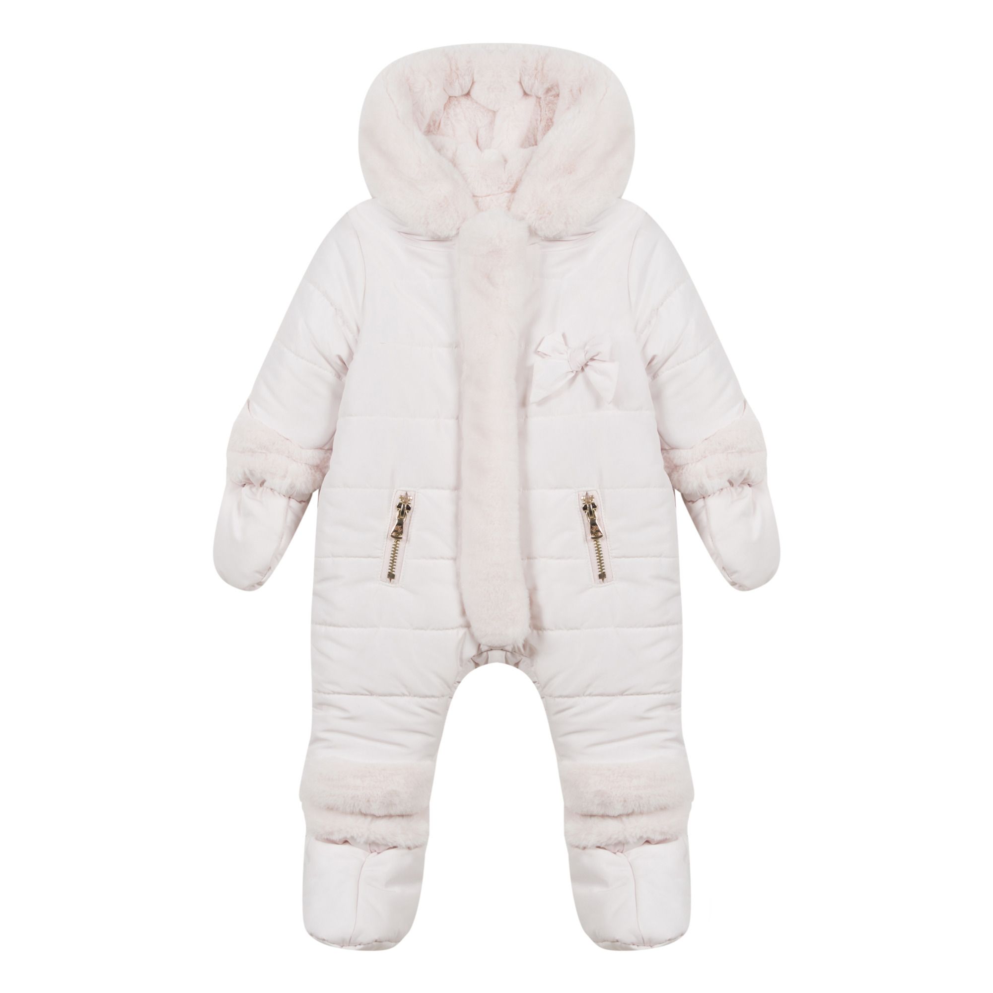 pink fluffy snowsuit