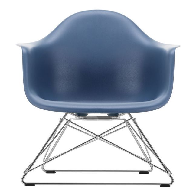 Sillón LAR Plastic -base cromada - Charles & Ray Eames Azul marino