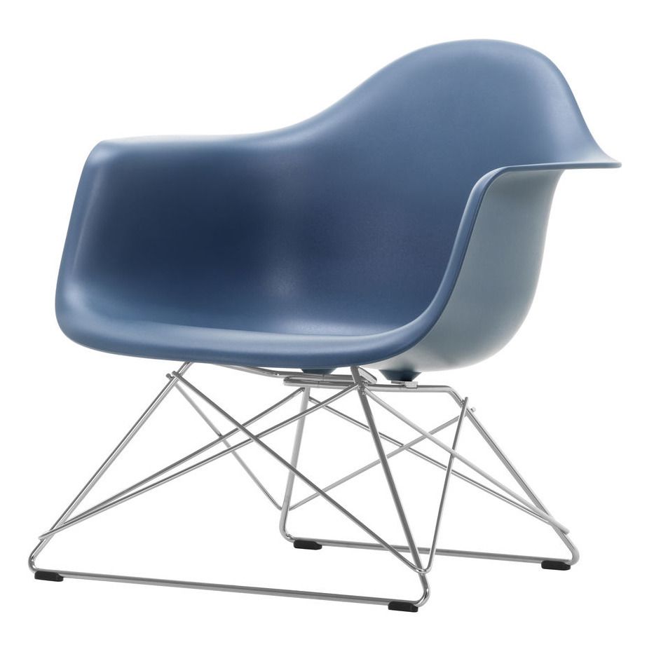 Vitra - Fauteuil LAR Plastic -piètement chromé - Charles & Ray Eames - Bleu de mer