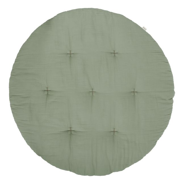 Round Organic Cotton Futon Rug Sage Green S049