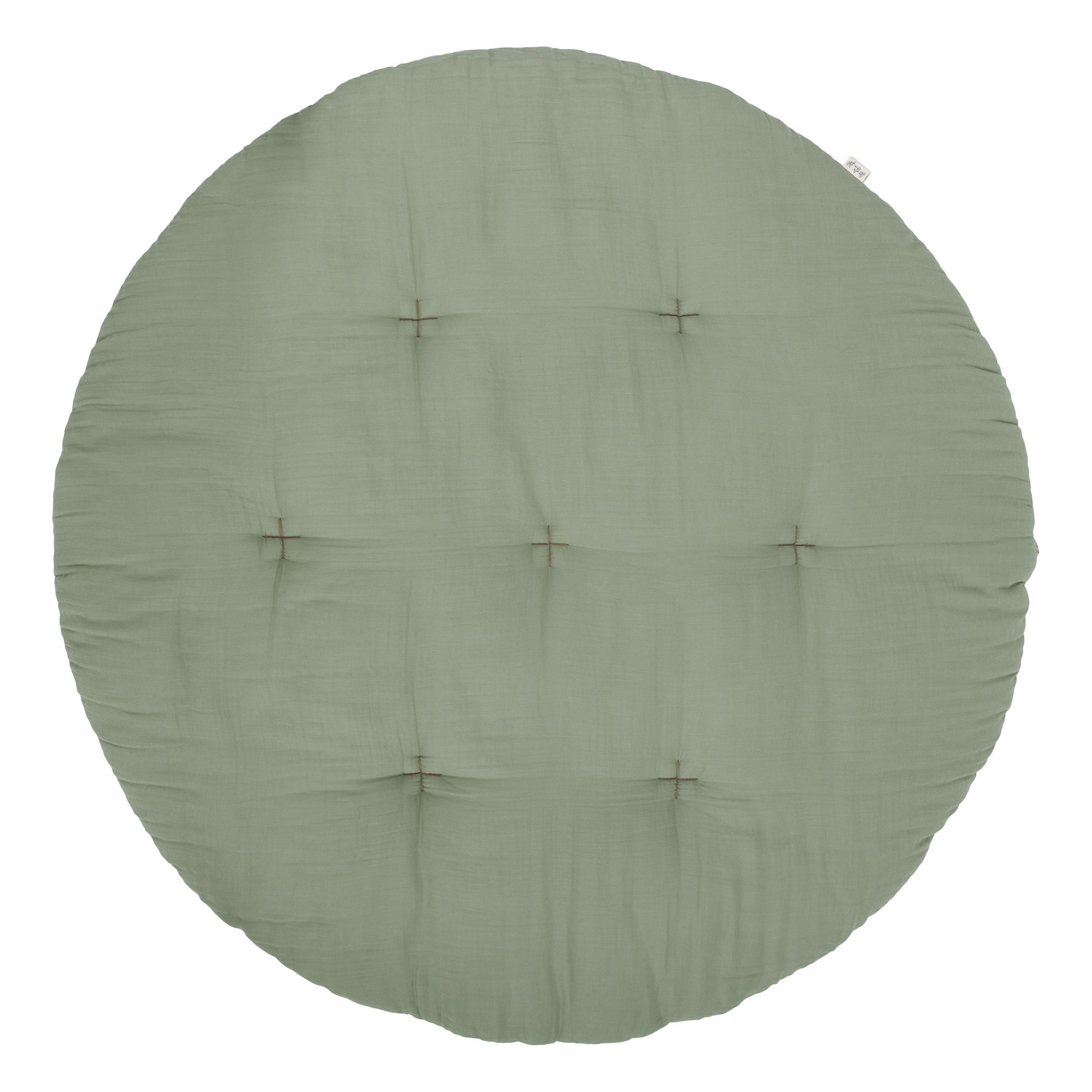 Round Organic Cotton Futon Rug Sage Green S049- Product image n°0