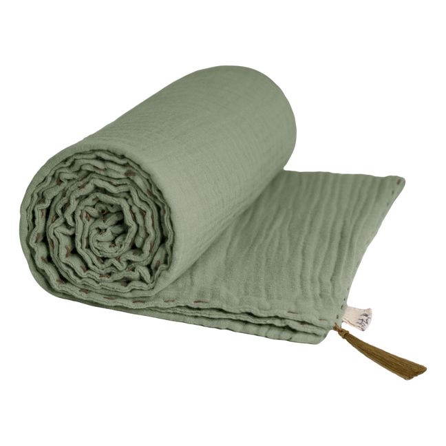 Leichte Decke aus Bio-Baumwolle | Sage Green S049