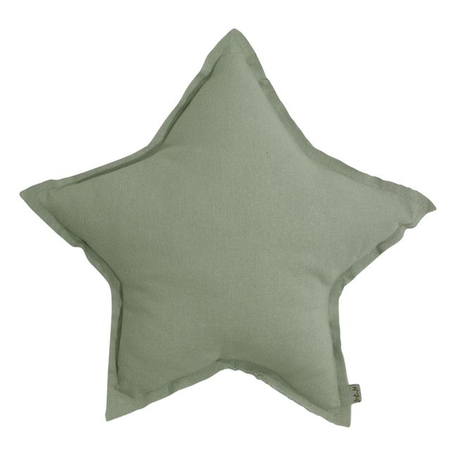 Cojín Estrella de algodón orgánico Sage Green S049