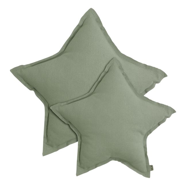 Organic Cotton Star Cushion | Sage Green S049