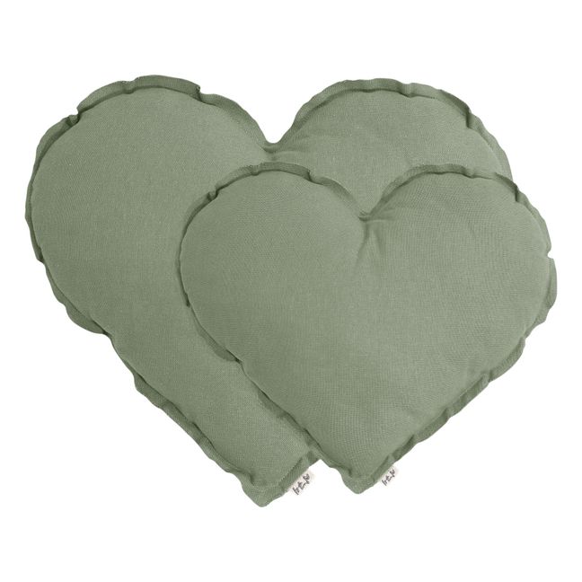 Cuscino motivo cuore in cotone bio | Sage Green S049