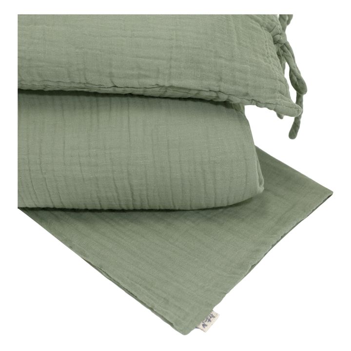 Housse de couette bébé vert de gris 100% coton biologique 80x120