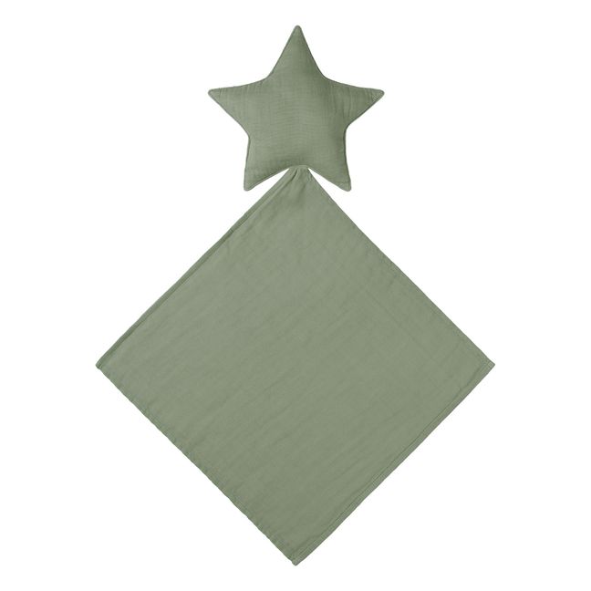 Doudou lange étoile en coton bio Sage Green S049