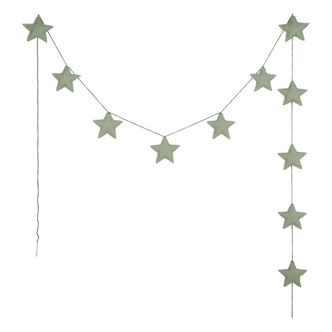 Girlande Mini-Sterne aus Bio-Baumwolle Sage Green S049