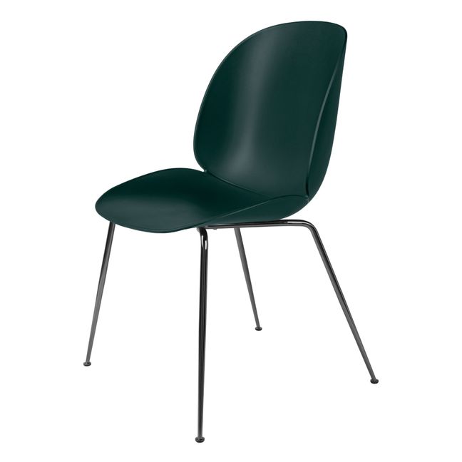 GamFratesi Beetle Unpadded Chair + Black Base  | Dark green