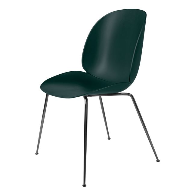 Silla Beetle no acolchada, base negra - GamFratesi | Verde Oscuro