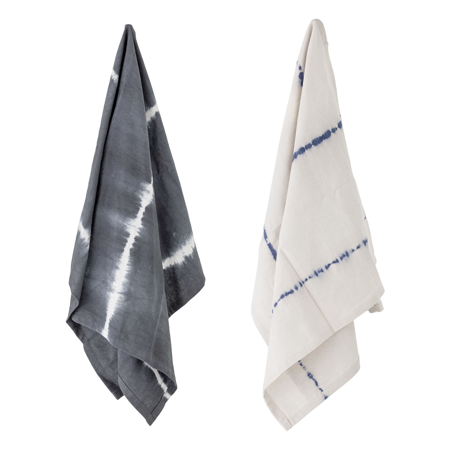 Bloomingville - Torchons Tie and dye - Set de 2 - Gris ardoise
